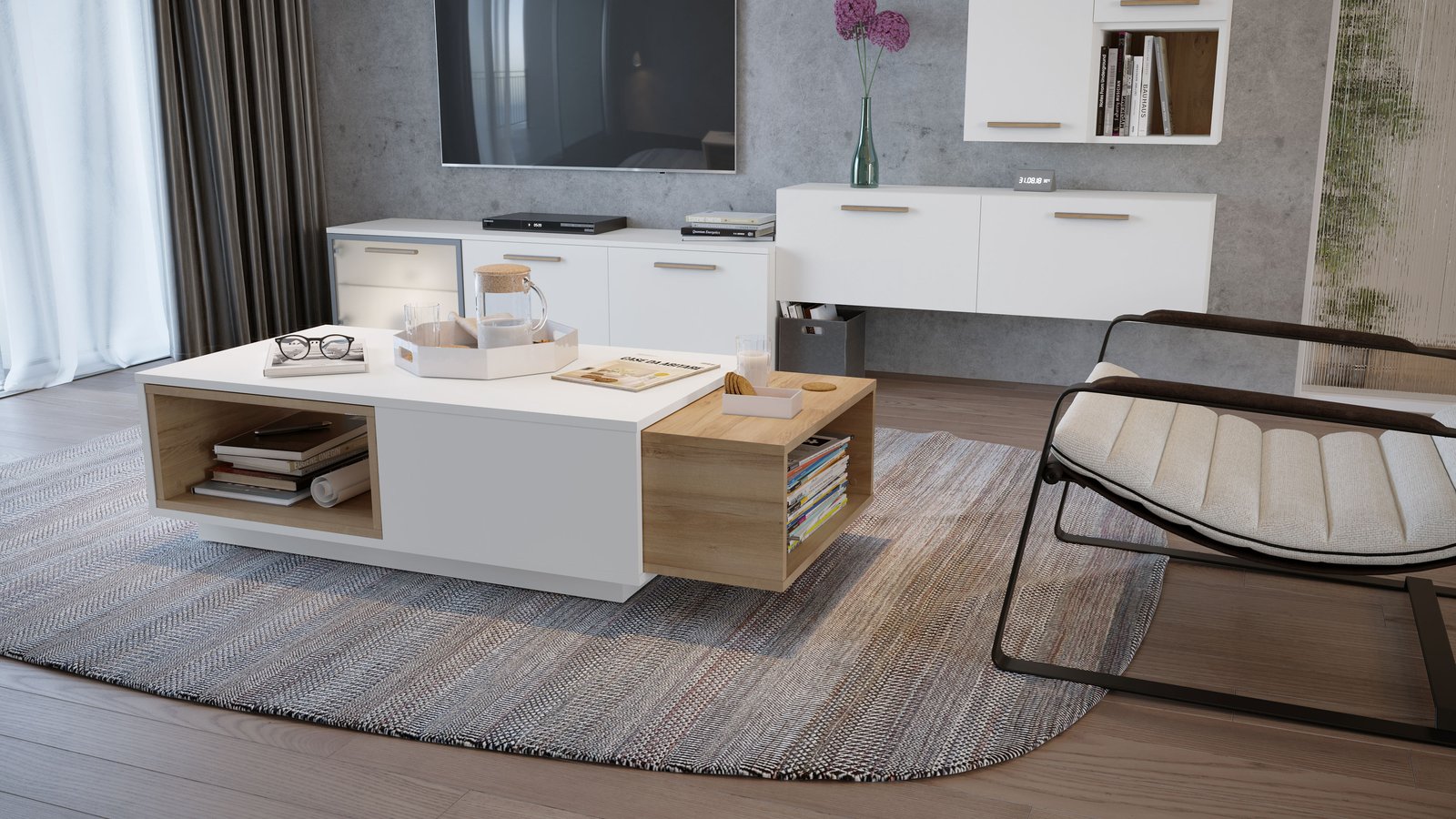 Klubska mizica All Room Concept KLS z izvlečnima škatlama pacifik oreh