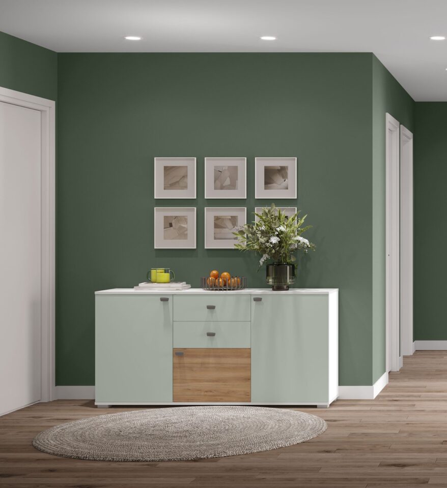 Komoda All Room Concept D, svetlo zelena in pacifik oreh