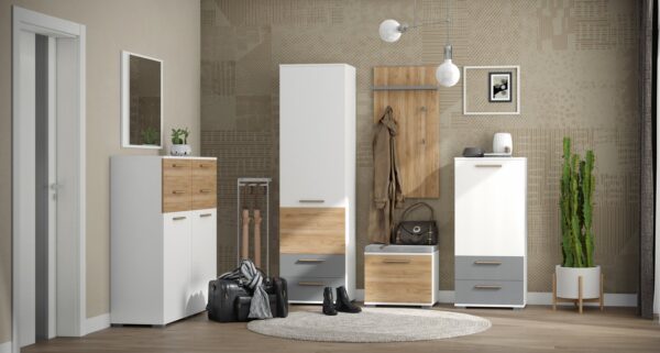 Predsoblje All Room Concept s visokim ormarom, klupom i zidnom vješalicom, pacifik orah