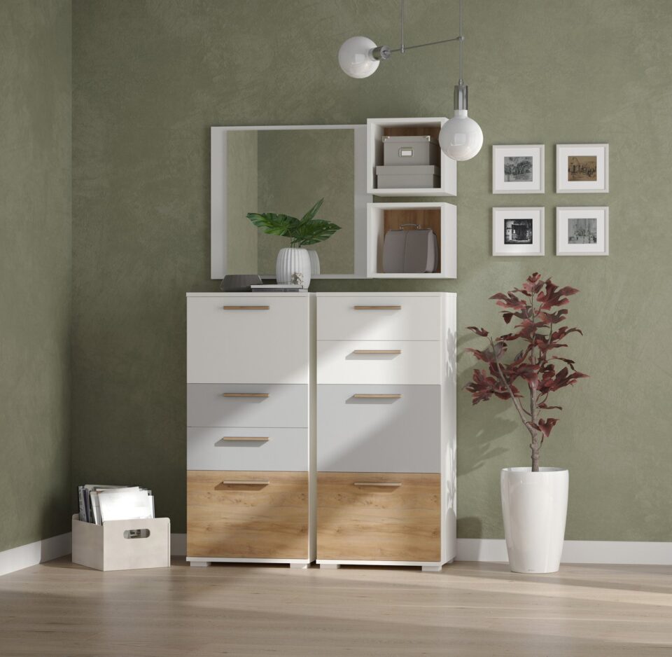 Predsoba All Room Concept z dvema omaricama B, ogledalom in policama