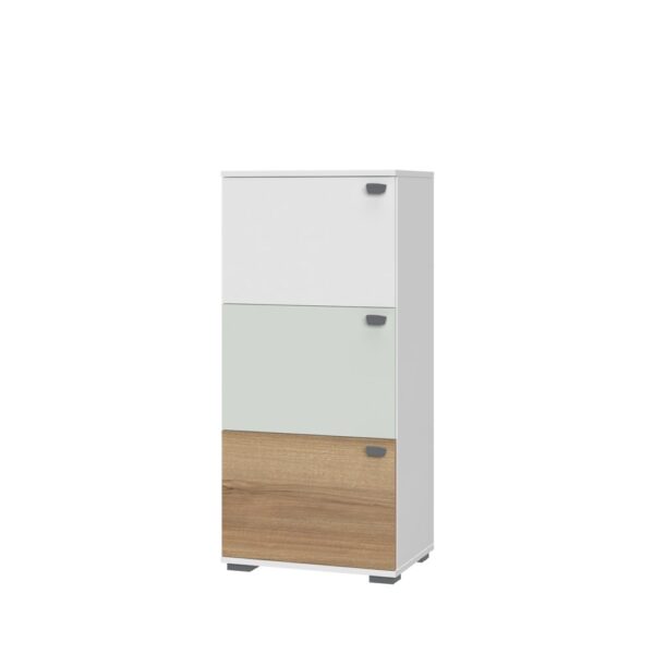 Omarica All Room Concept B3, fronte bela, svetlo zelena in pacifik oreh