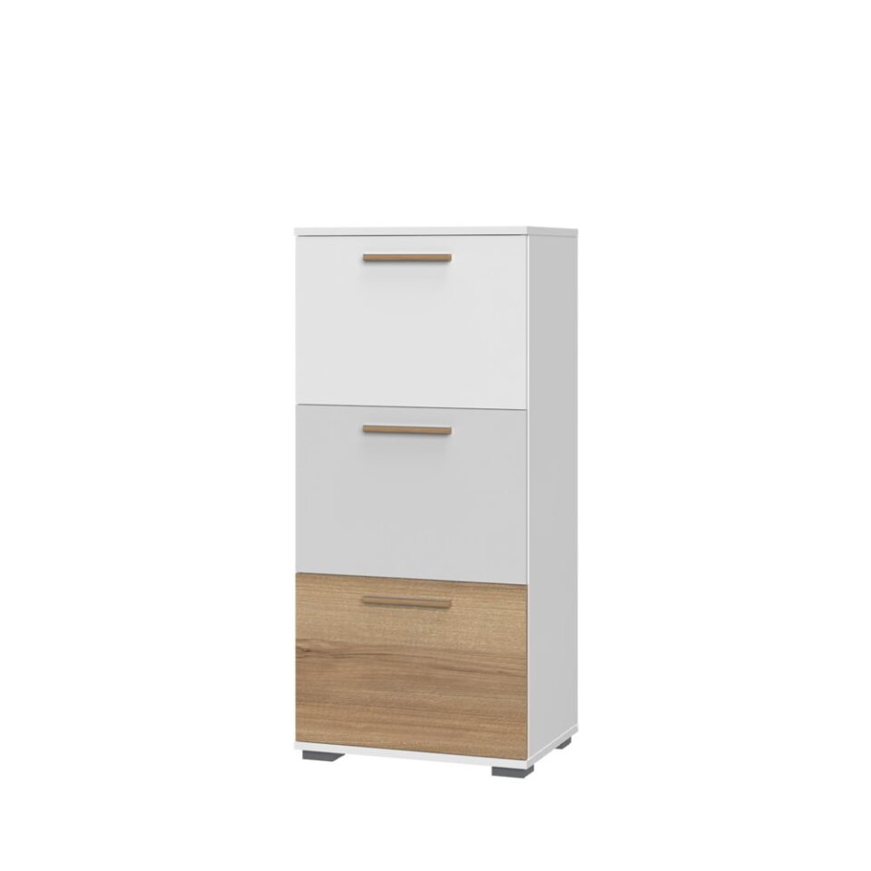 Omarica All Room Concept B3, fronte bela, biserno siva in pacifik oreh