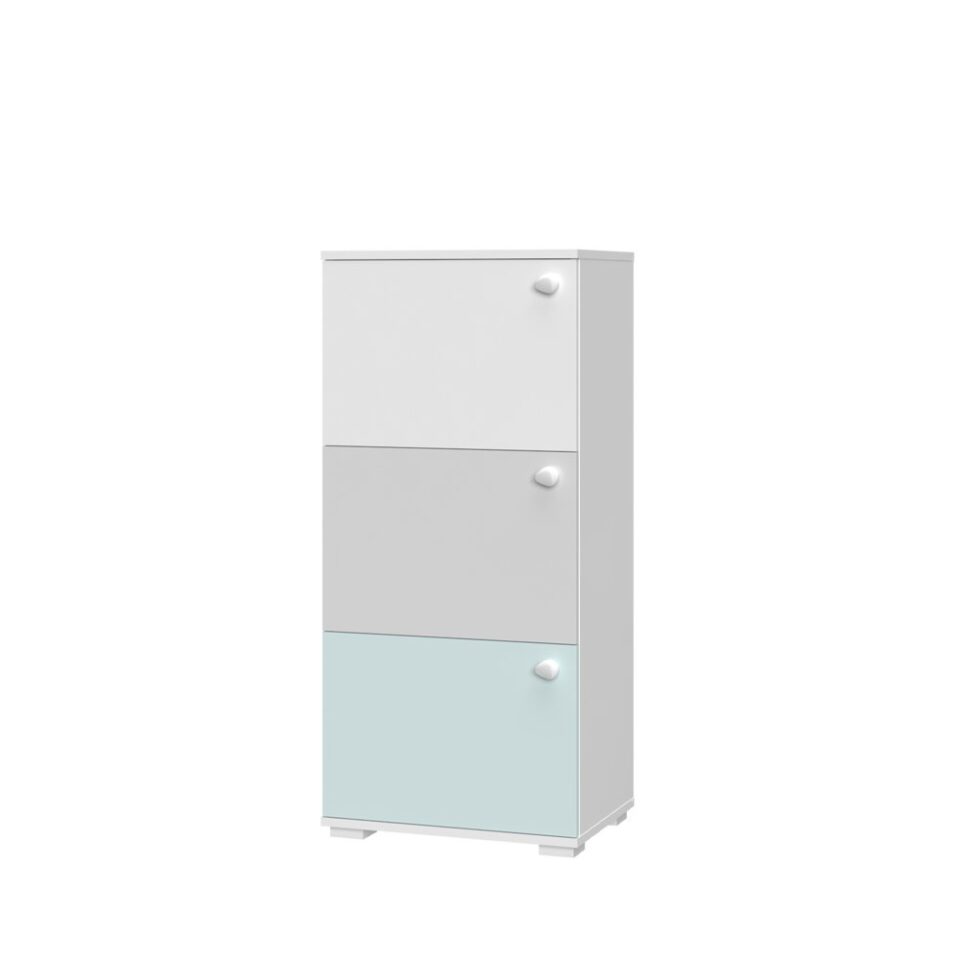Omarica All Room Concept B3, fronte bela, biserno siva in svetlo modra