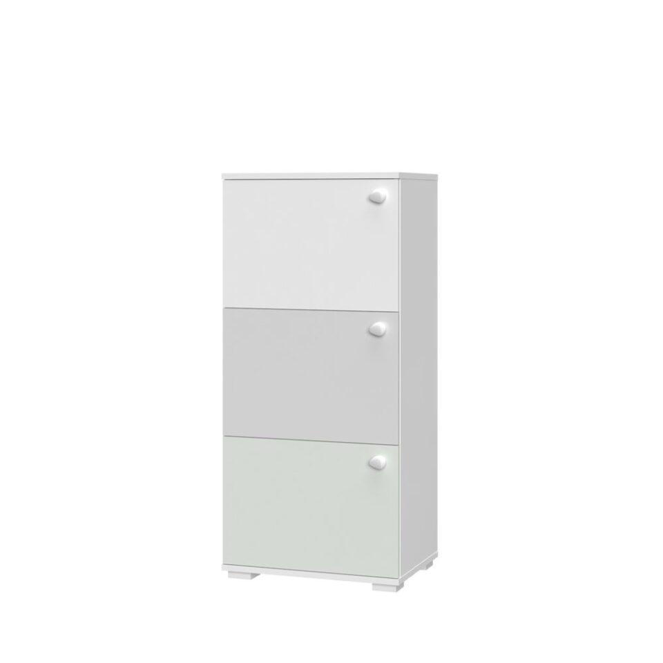 Omarica All Room Concept B3, fronte bela, biserno siva in svetlo zelena