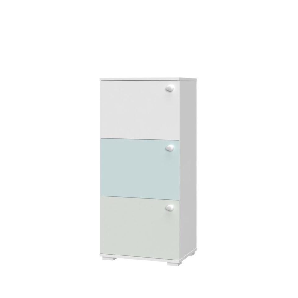 Omarica All Room Concept B3, fronte bela, svetlo modra in svetlo zelena