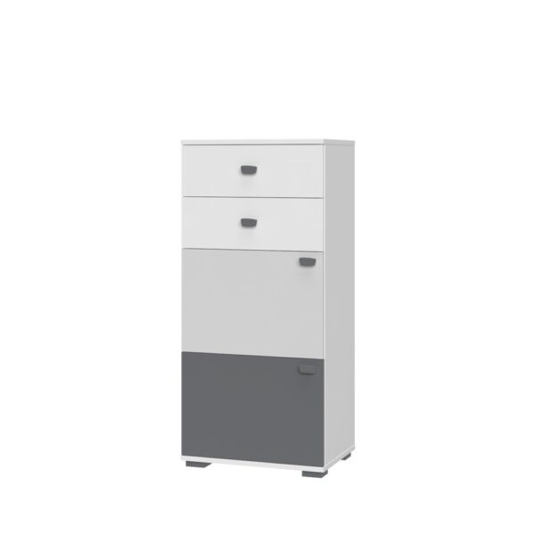 Omarica All Room Concept B4, fronte bela, biserno siva in grafit