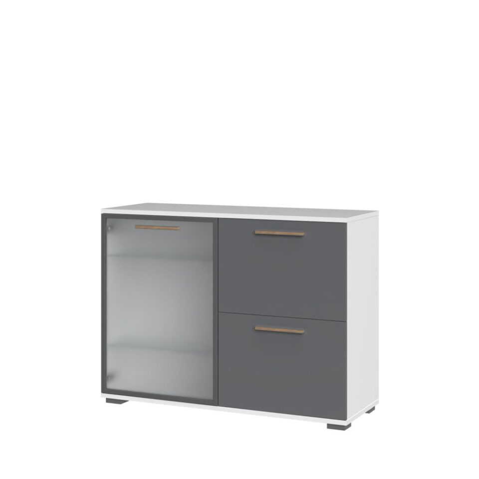 Komoda All Room Concept C8, fronte grafit, s steklenim krilom