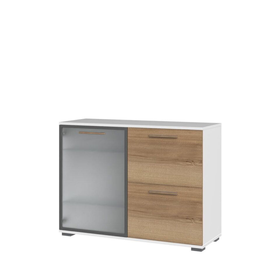 Komoda All Room Concept C8, fronte pacifik oreh, s steklenim krilom