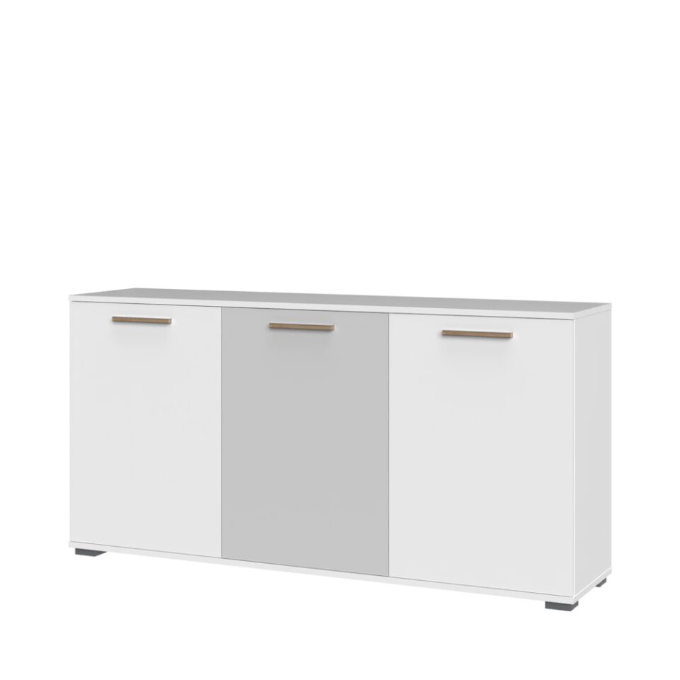Komoda All Room Concept D1, fronte bela in biserno siva