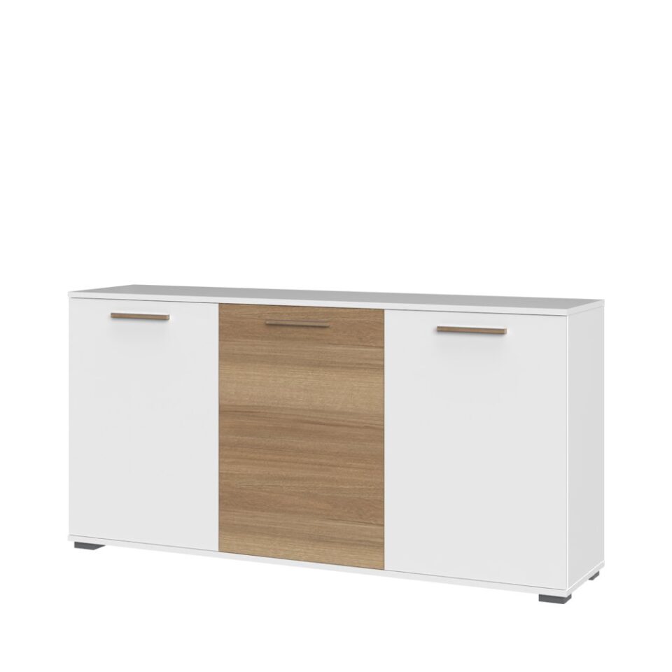 Komoda All Room Concept D1, fronte bela in pacifik oreh