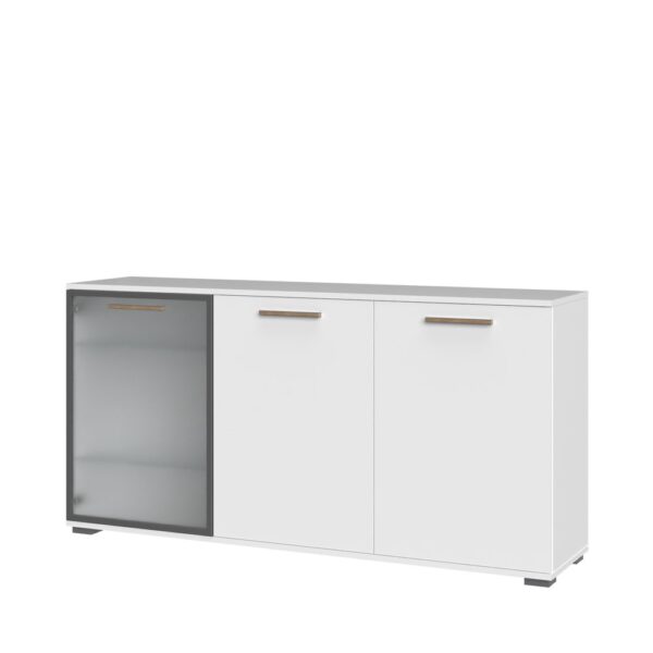 Komoda All Room Concept D3, fronte bela, s steklenim krilom