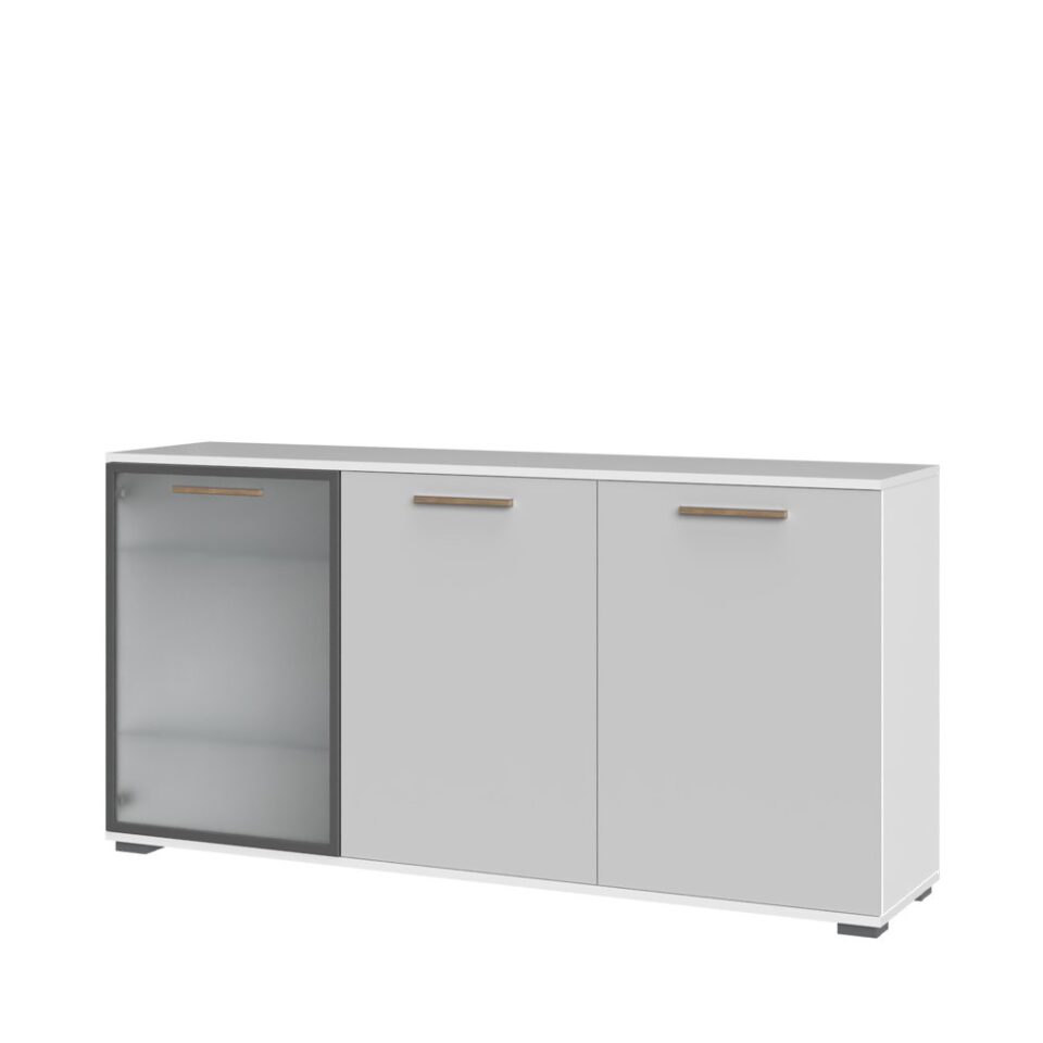 Komoda All Room Concept D3, fronte biserno siva, s steklenim krilom