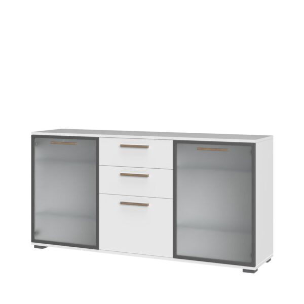Komoda All Room Concept D6, fronte bela, s steklenim krilom