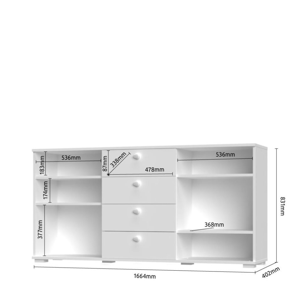 Komoda All Room Concept D7, skica z merami
