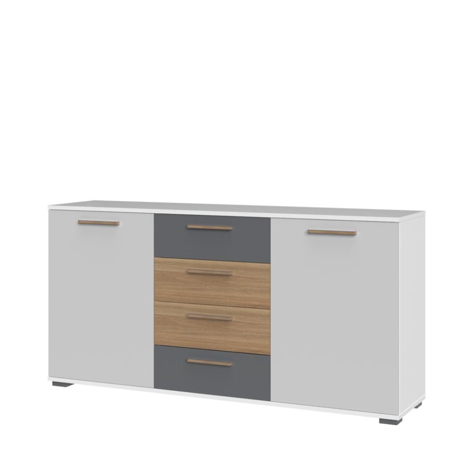 Komoda All Room Concept D7, fronte biserno siva, grafit in pacifik oreh
