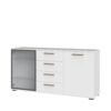 Komoda All Room Concept D8, fronte bela, s steklenim krilom