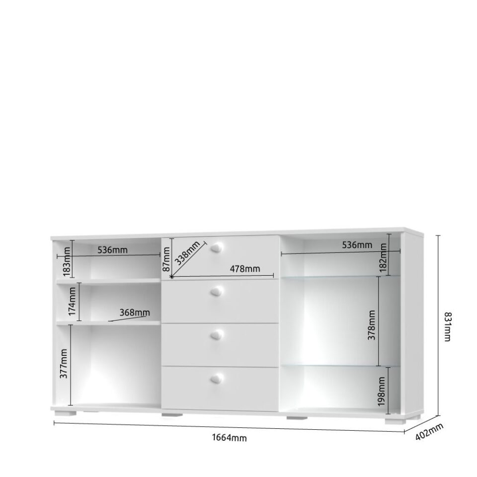Komoda All Room Concept D8, skica z merami