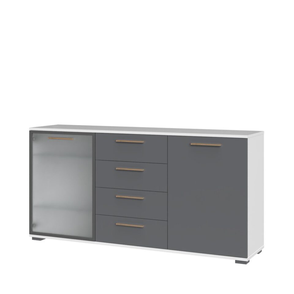 Komoda All Room Concept D8, fronte grafit, s steklenim krilom