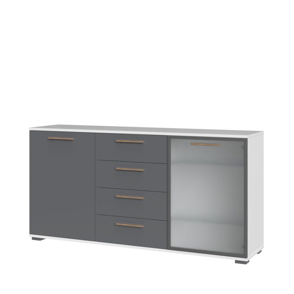Komoda All Room Concept D8, fronte grafit, s steklenim krilom