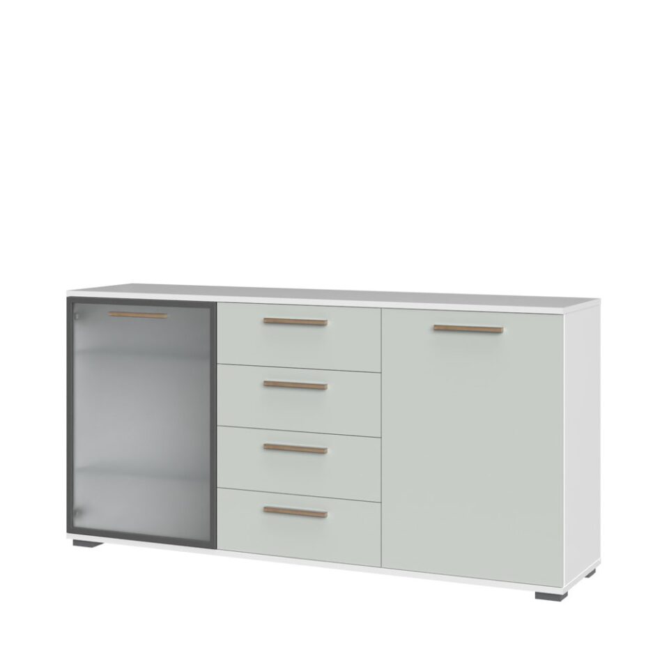 Komoda All Room Concept D8, fronte svetlo zelena, s steklenim krilom