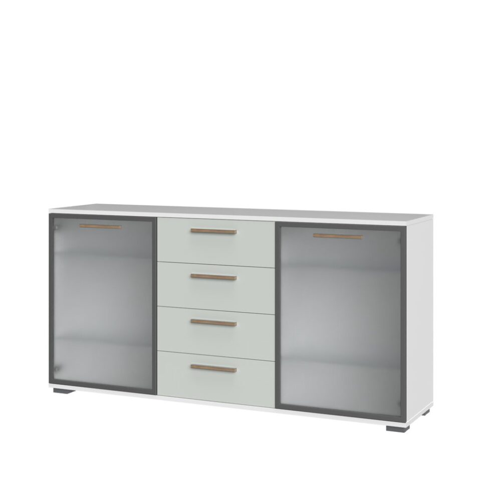 Komoda All Room Concept D9, fronte svetlo zelena, s steklenim krilom