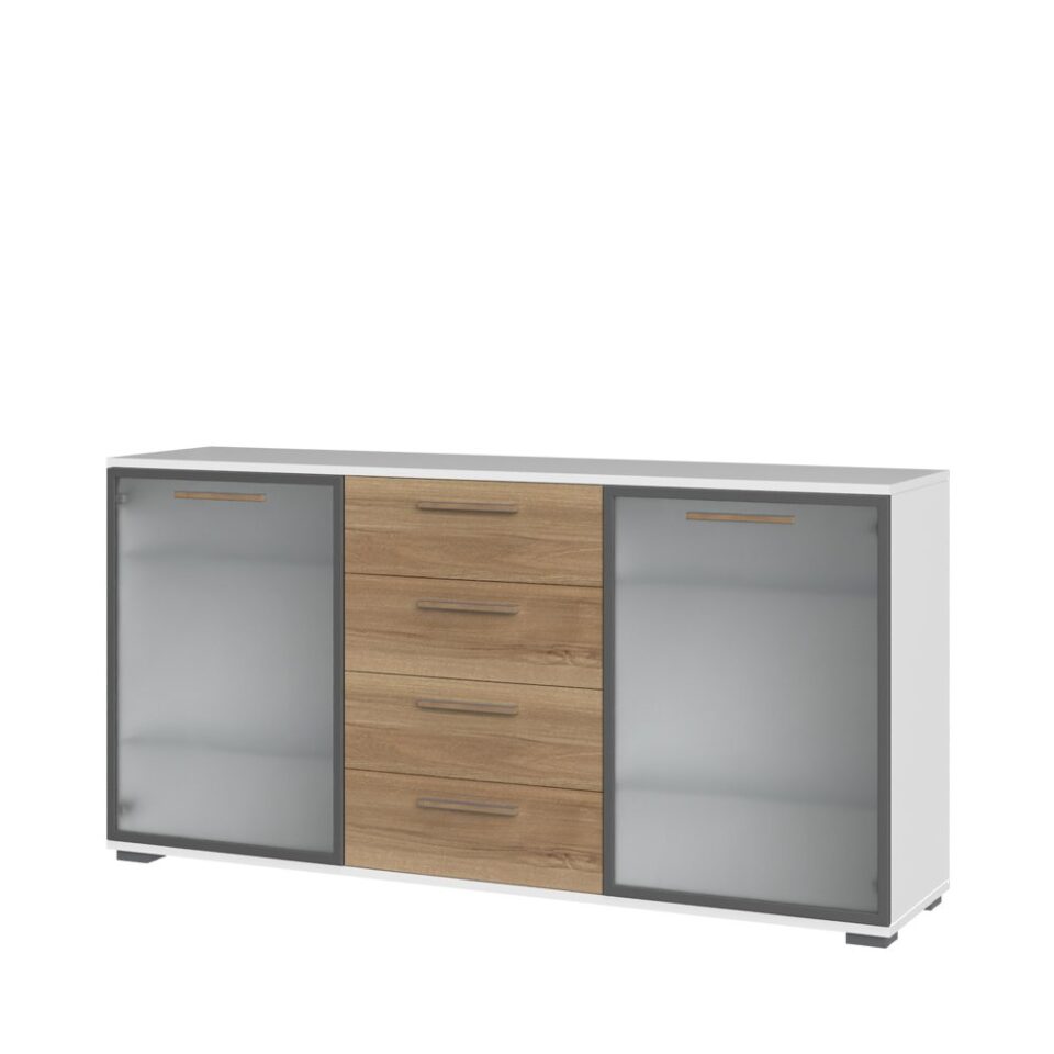 Komoda All Room Concept D9, fronte pacifik oreh, s steklenim krilom