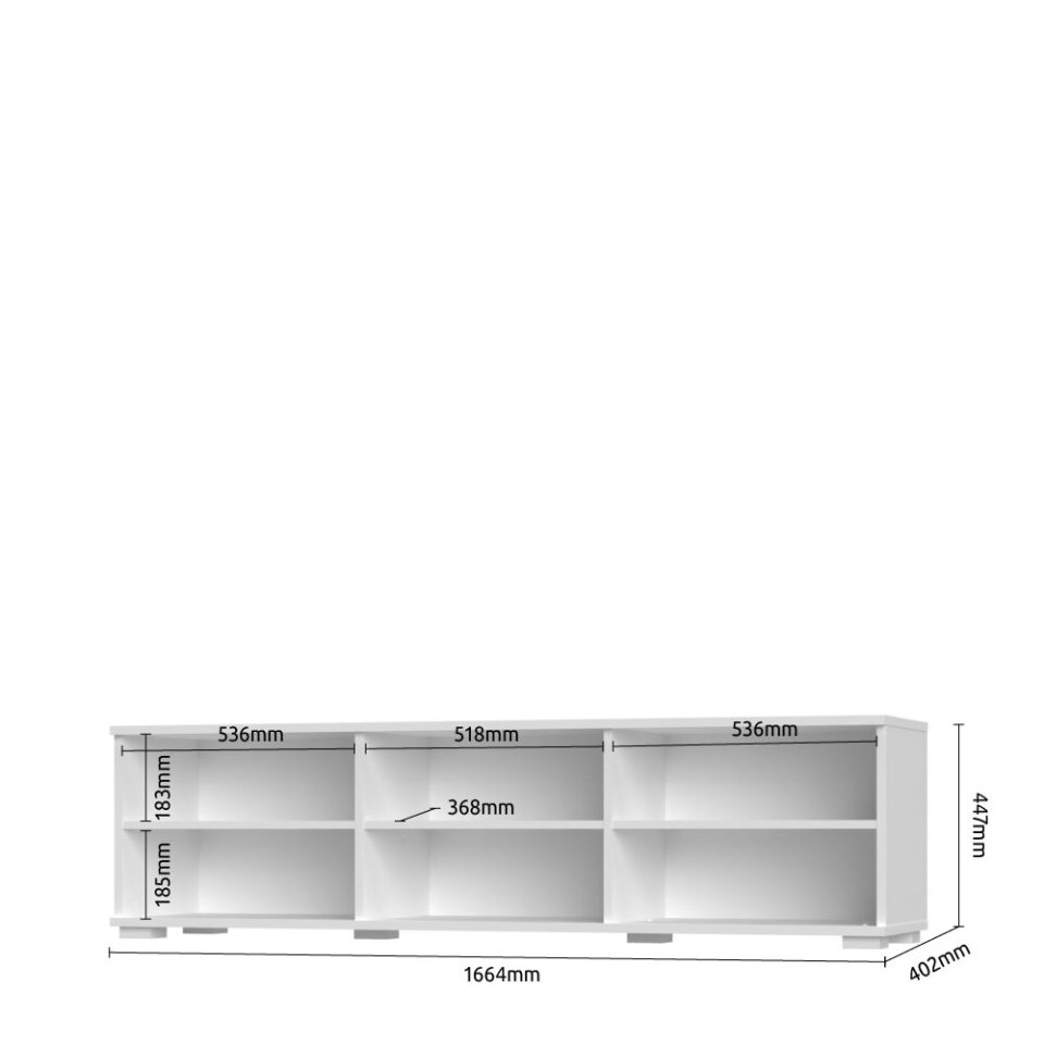 TV omarica All Room Concept E1, skica z merami