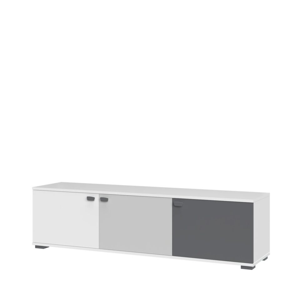 TV omarica All Room Concept E1, fronte bela, biserno siva in grafit