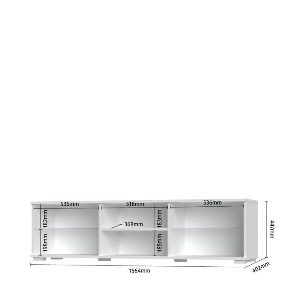 TV omarica All Room Concept E2, skica z merami