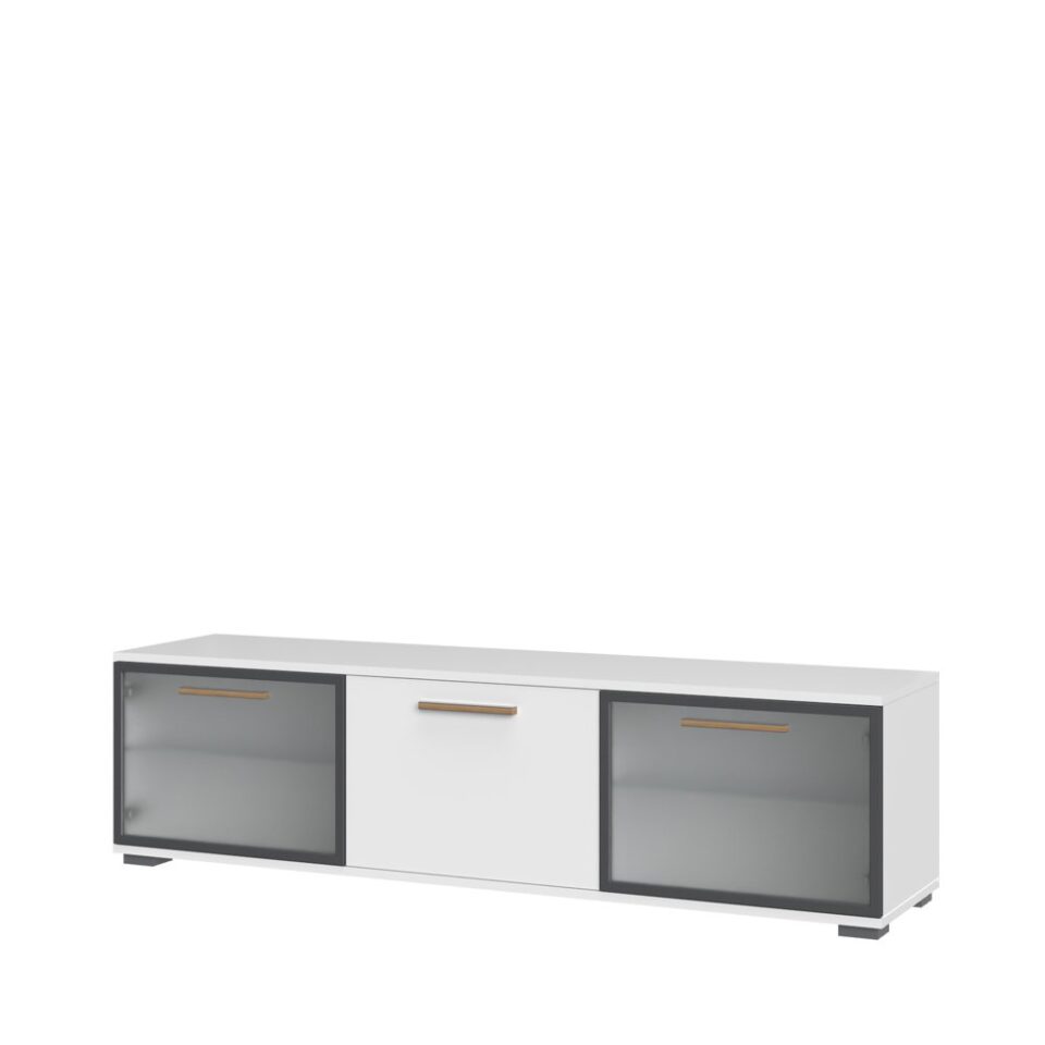 TV omarica All Room Concept E2, fronte bela, s steklenim krilom