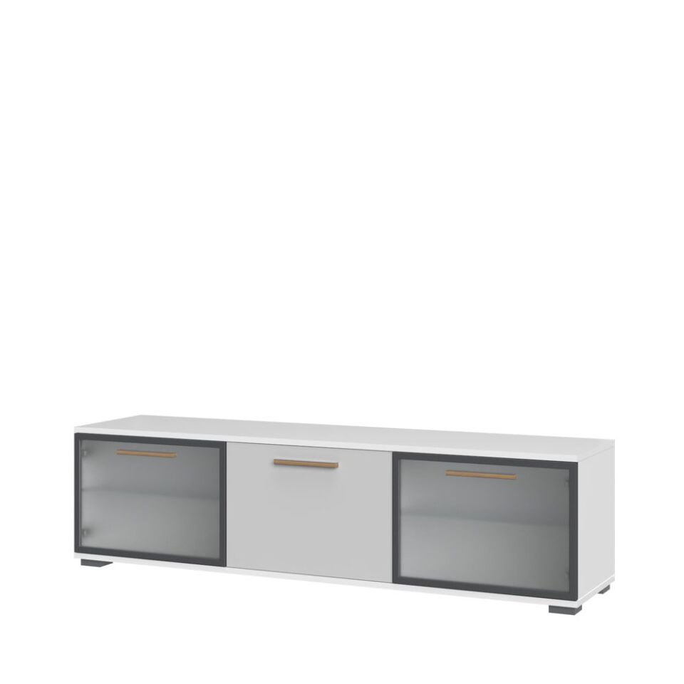 TV omarica All Room Concept E2, fronte biserno siva, s steklenim krilom