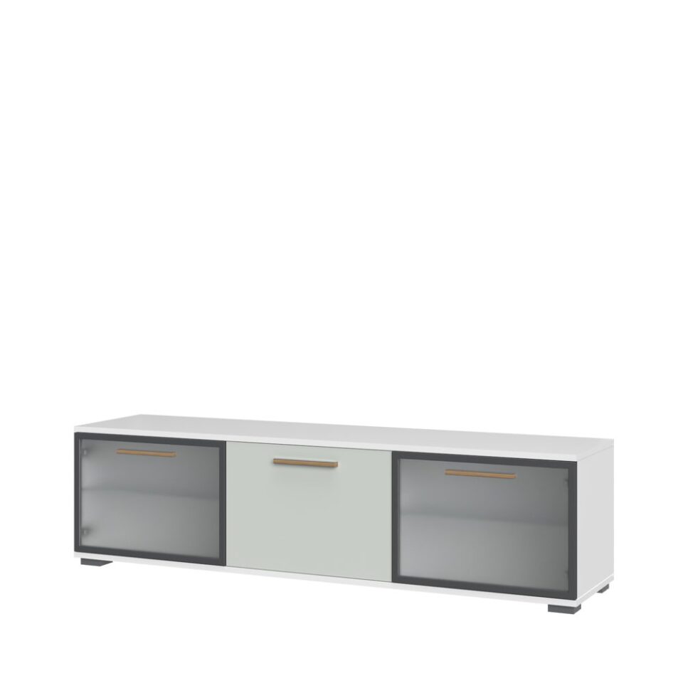 TV omarica All Room Concept E2, fronte svetlo zelena, s steklenim krilom