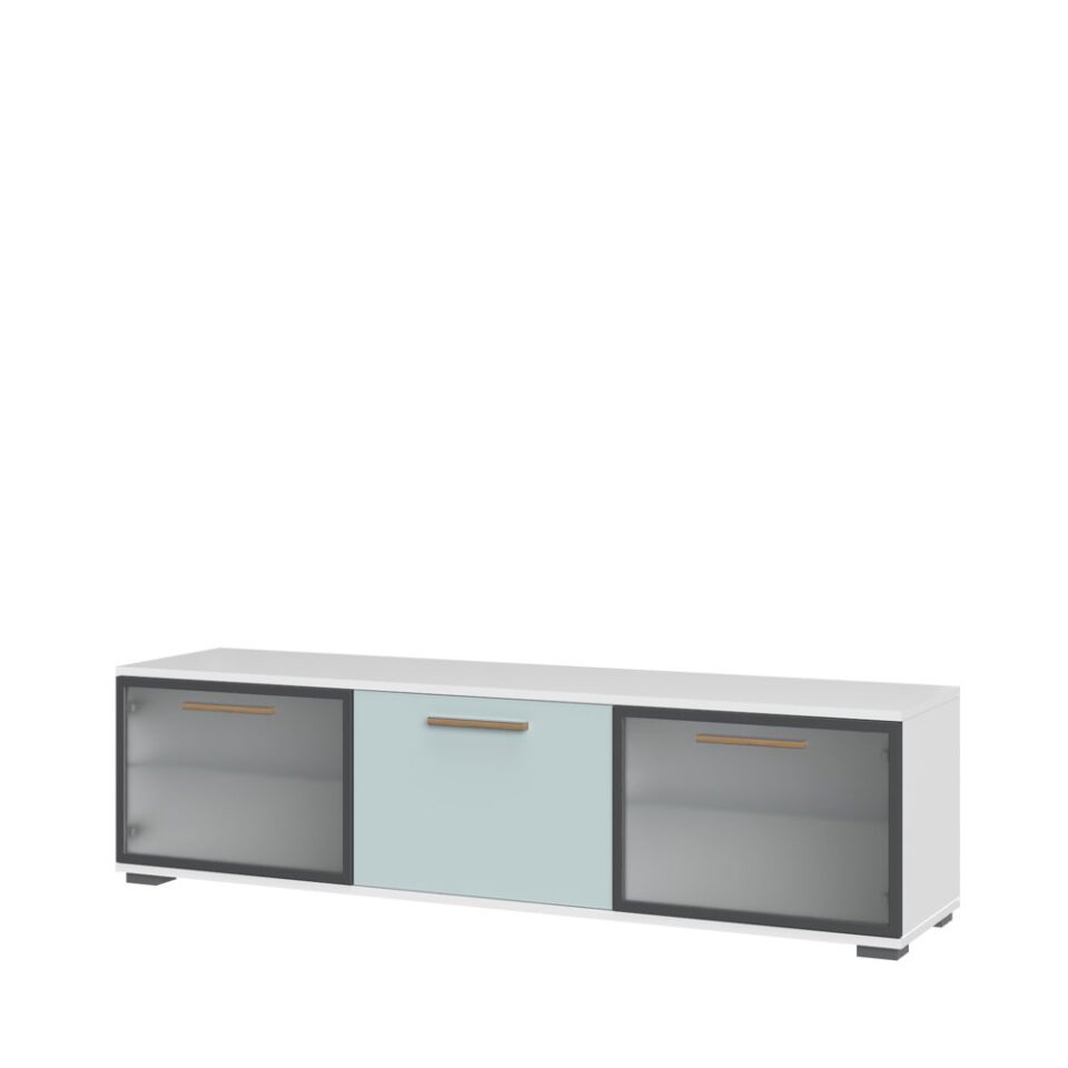 TV omarica All Room Concept E2, fronte svetlo modra, s steklenim krilom