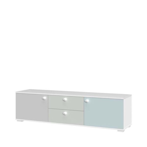 TV omarica All Room Concept E4, fronte biserno siva, svetlo zelena in svetlo modra