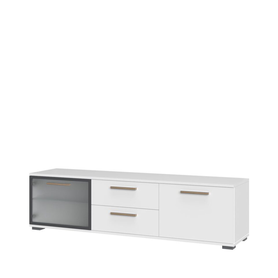TV omarica All Room Concept E5, fronte bela, s steklenim krilom