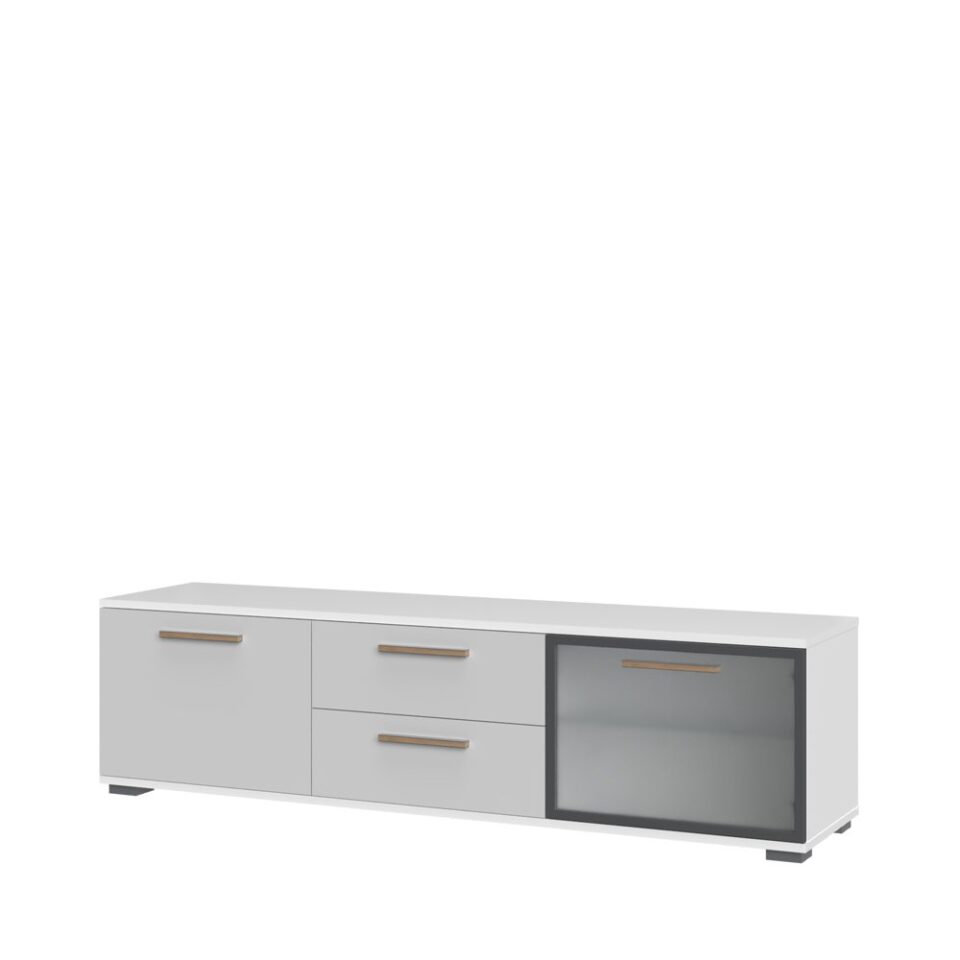 TV omarica All Room Concept E5, fronte biserno siva, s steklenim krilom