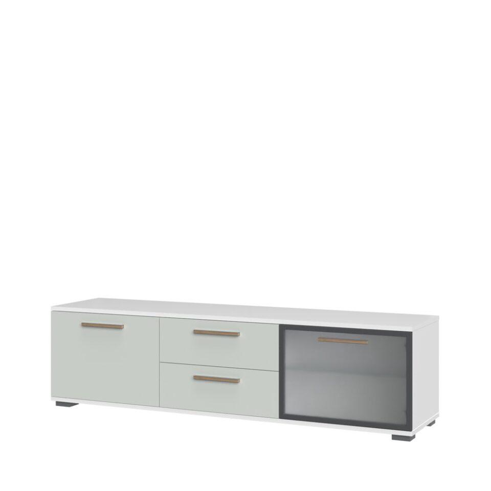TV omarica All Room Concept E5, fronte svetlo zelena, s steklenim krilom