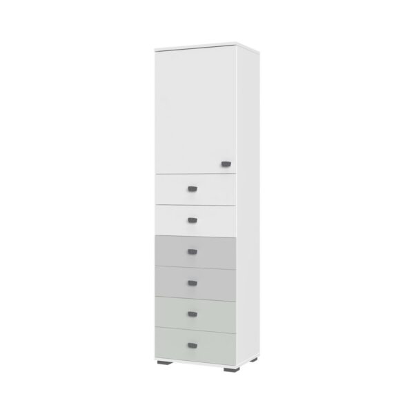 Visoka omara All Room Concept F10, fronte bela, biserno siva in svetlo zelena
