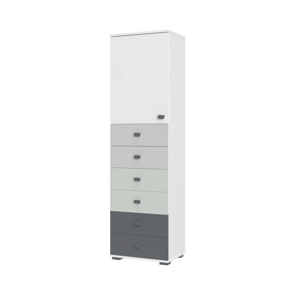 Visoka omara All Room Concept F10, fronte bela, biserno siva, svetlo zelena in grafit