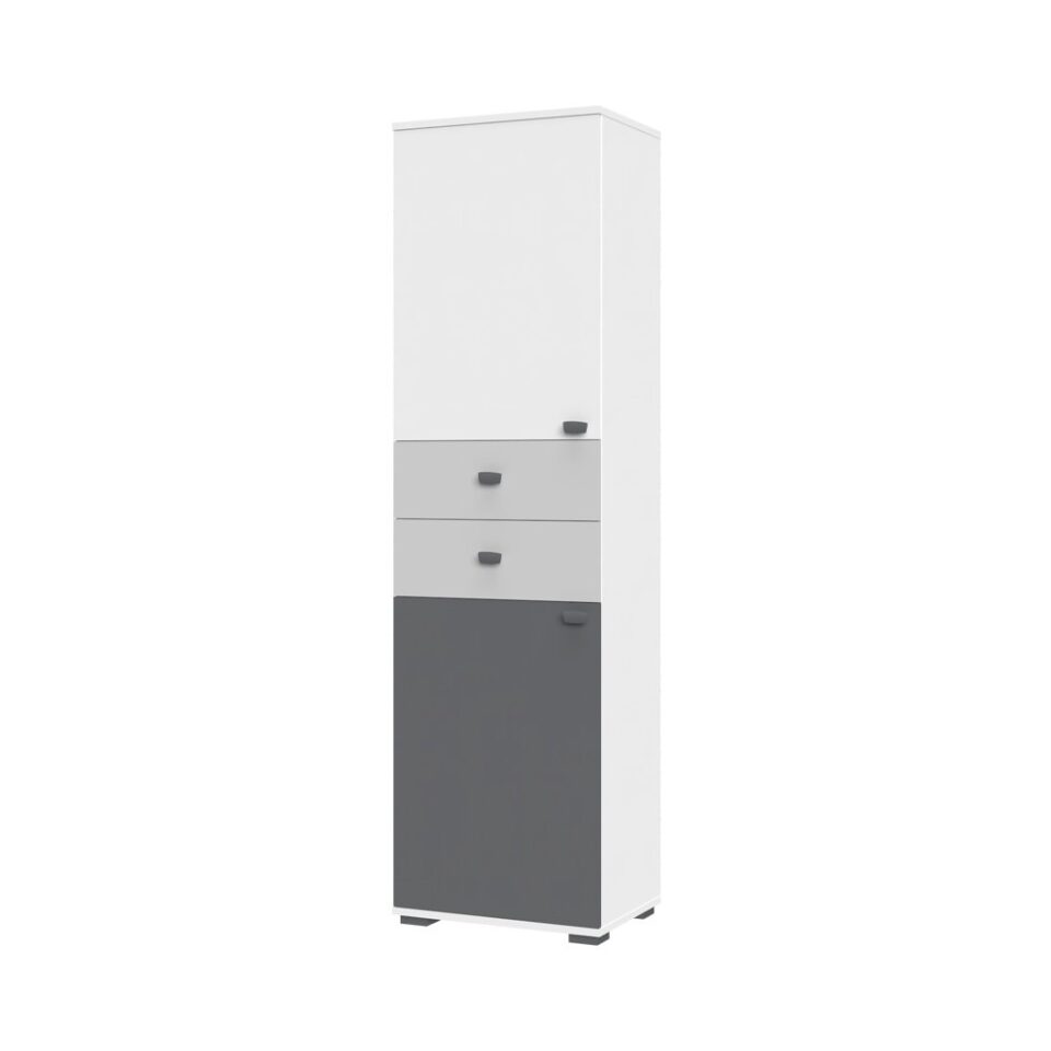 Visoka omara All Room Concept F4, fronte bela, biserno siva in grafit