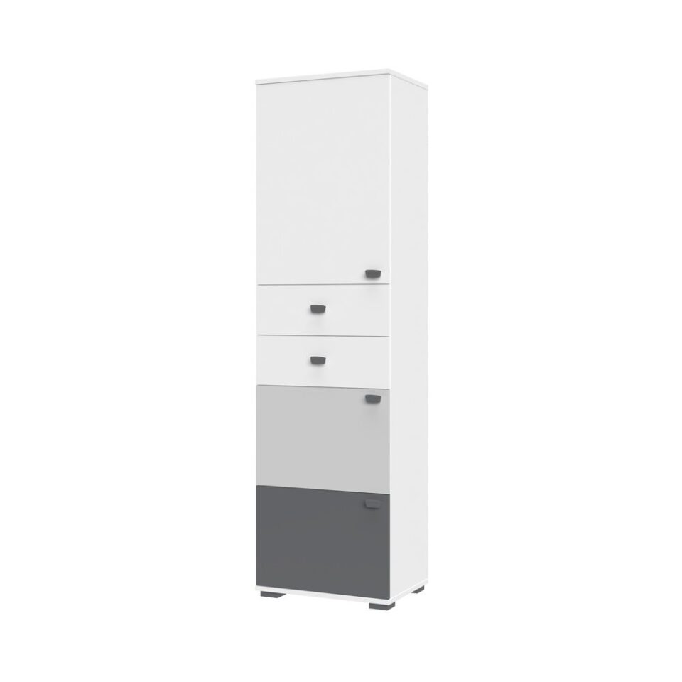 Visoka omara All Room Concept F5, fronte bela, biserno siva in grafit