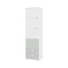 Visoka omara All Room Concept F6, fronte bela, svetlo zelena in biserno siva