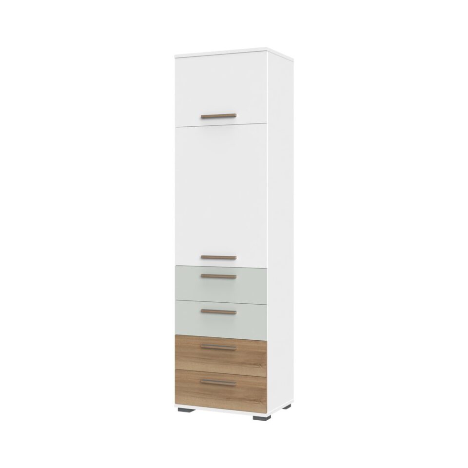 Visoka omara All Room Concept F7, fronte bela, svetlo zelena in pacifik oreh