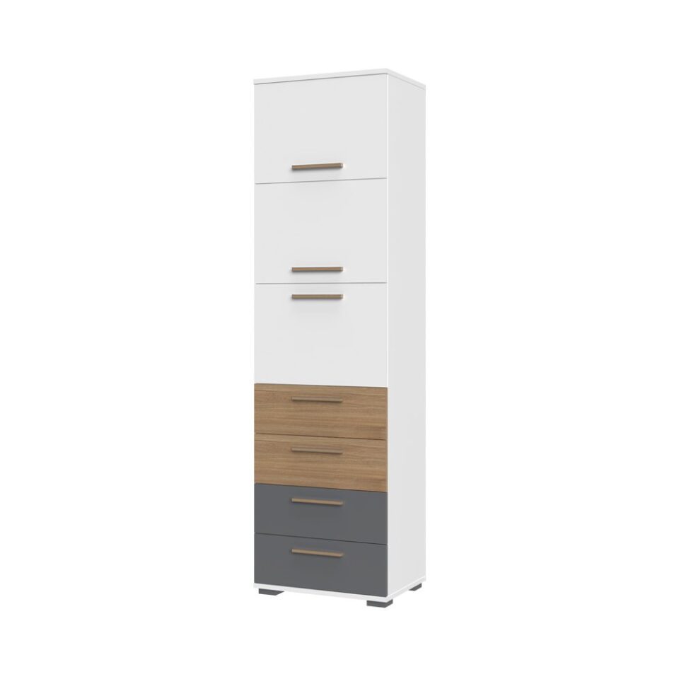 Visoka omara All Room Concept F8, fronte bela, pacifik oreh in grafit