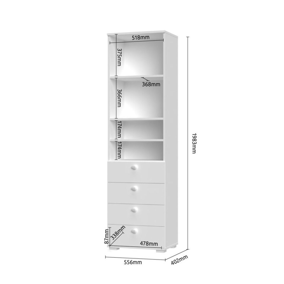 Visoka omara All Room Concept F8, skica z merami