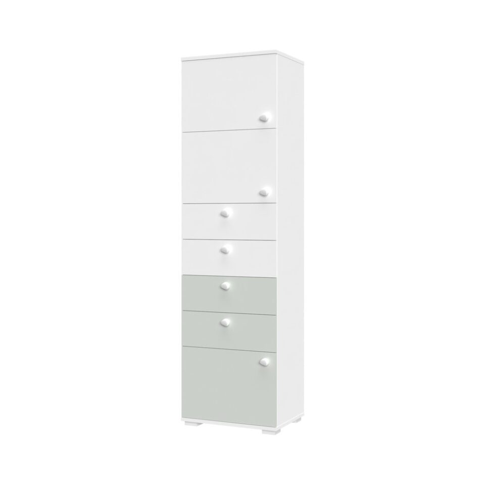 Visoka omara All Room Concept F8, fronte bela in svetlo zelena