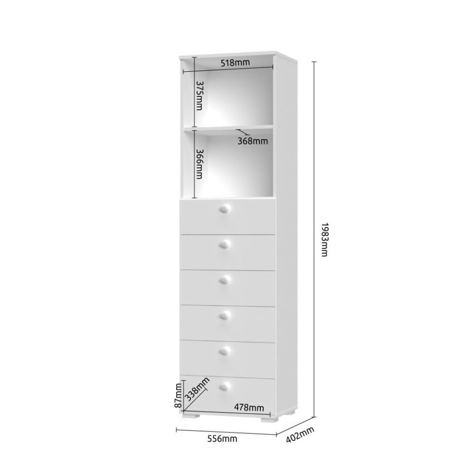 Visoka omara All Room Concept F9, skica z merami