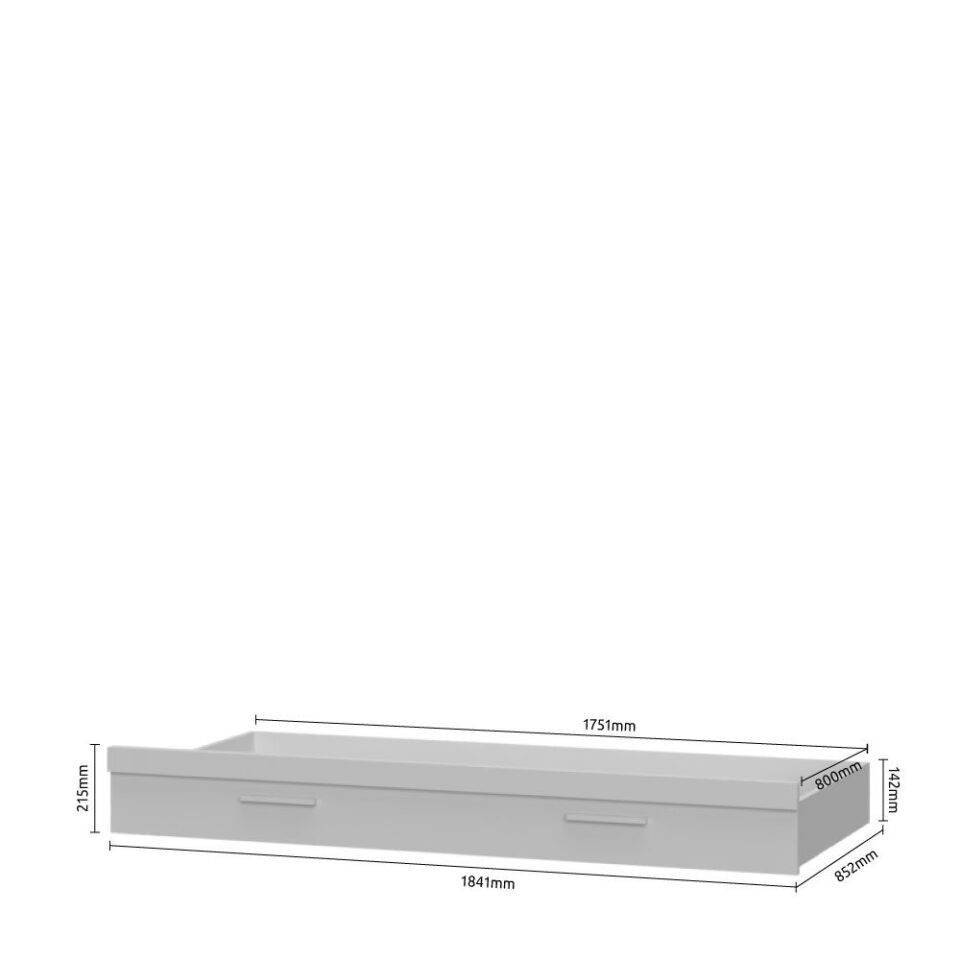 Dodatno ležišče na kolesih All Room Concept FK80, skica z merami