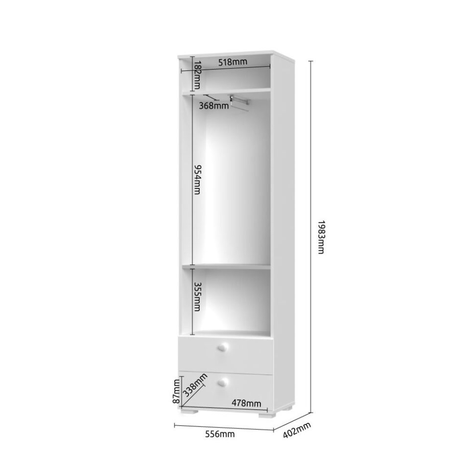 Visoka omara All Room Concept G1, skica z merami