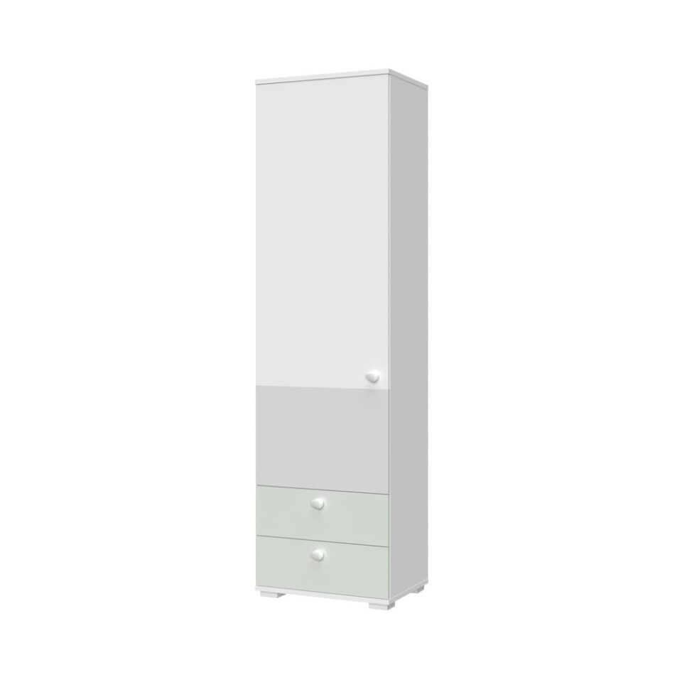 Visoka omara All Room Concept G1, fronte biserno siva in svetlo zelena